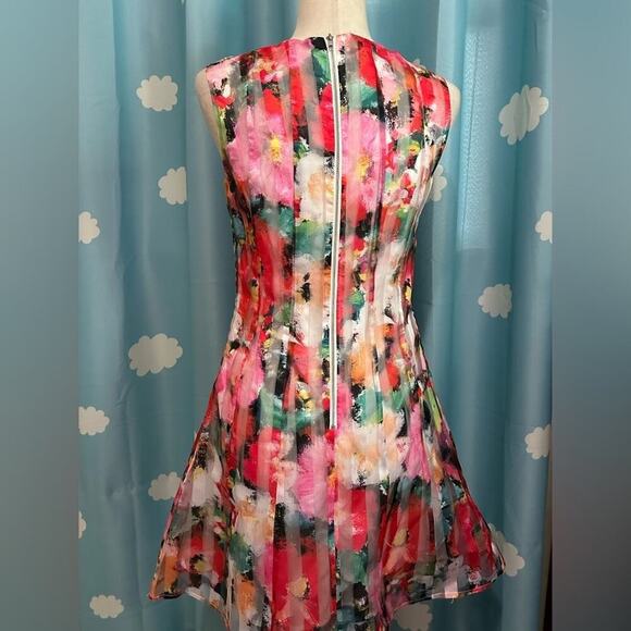 Everly translucent striped floral dress. S - Picture 4 of 5